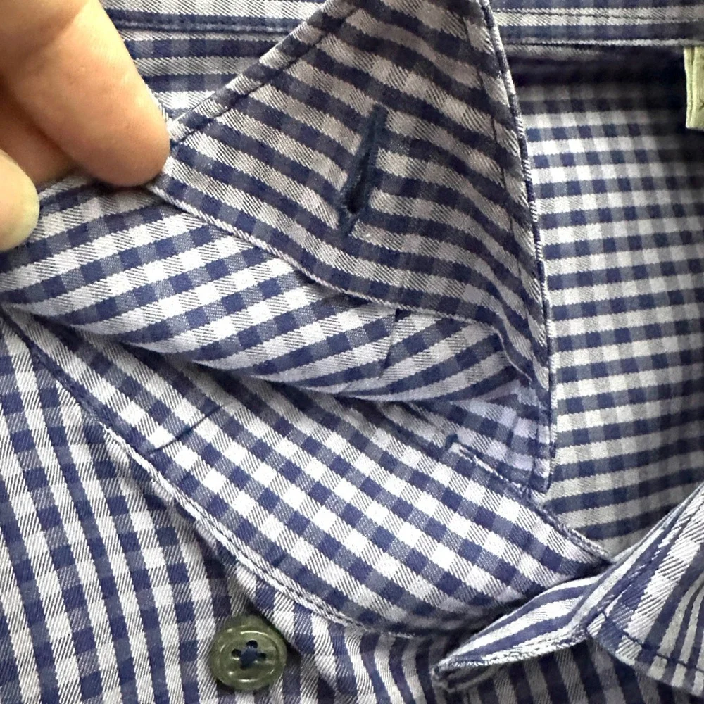 Ermenegildo Zegna Mens XXL Purple Gingham Check Button Down Shirt Made in Italy